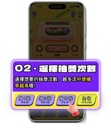 步驟二：選擇抽獎次數，抽越多中獎機率越高